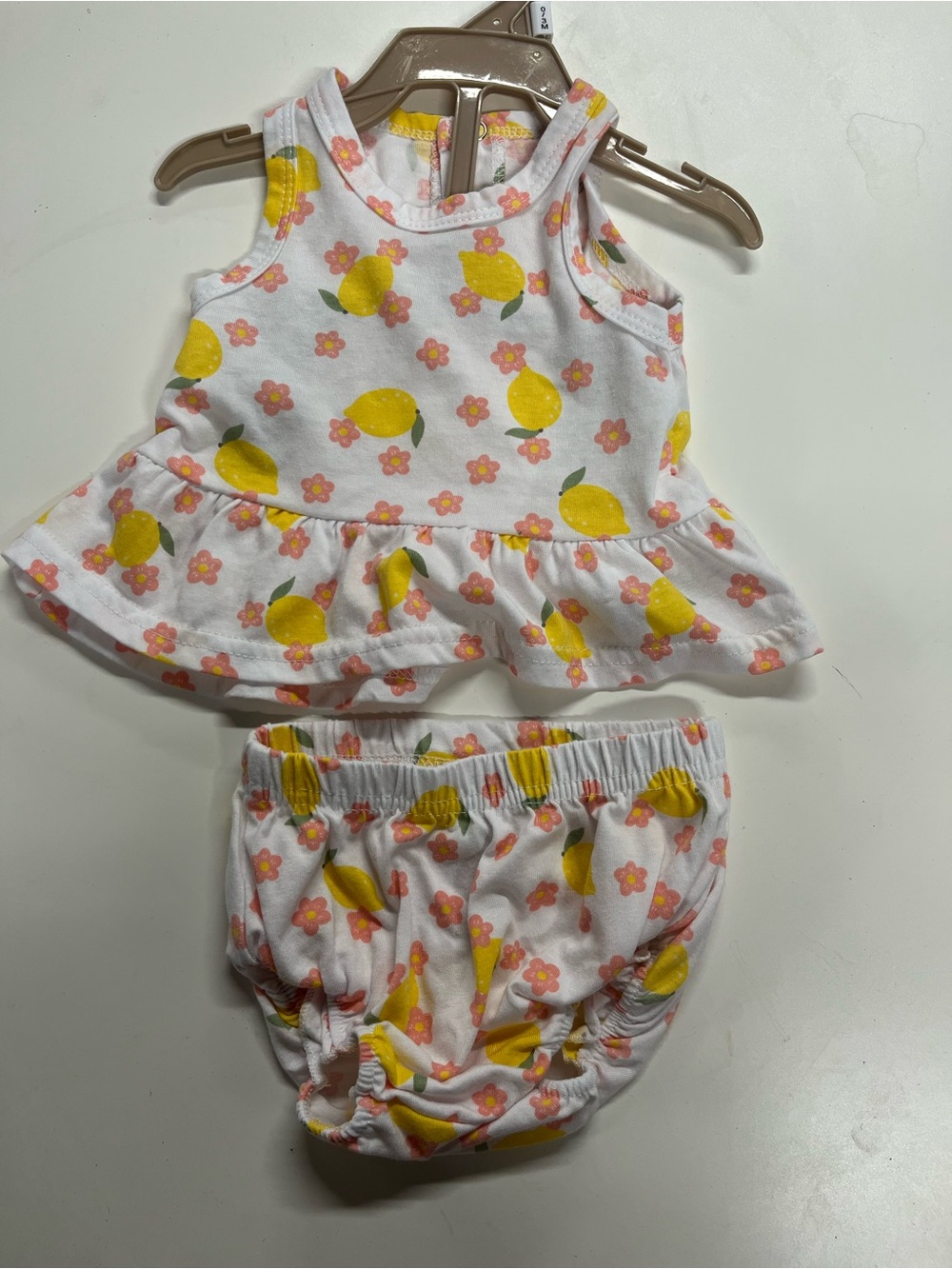 Girls White & Yellow Lemon Peplum Tank with Bloom Diaper Cover